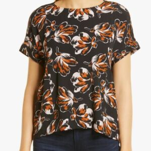 NEW Madewell Duskblossom Shirred Short Sleeve Top